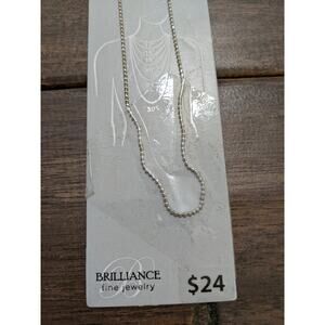 Brilliance fine jewelry Sterling Sliver bead chain diacut 24" necklace italy
